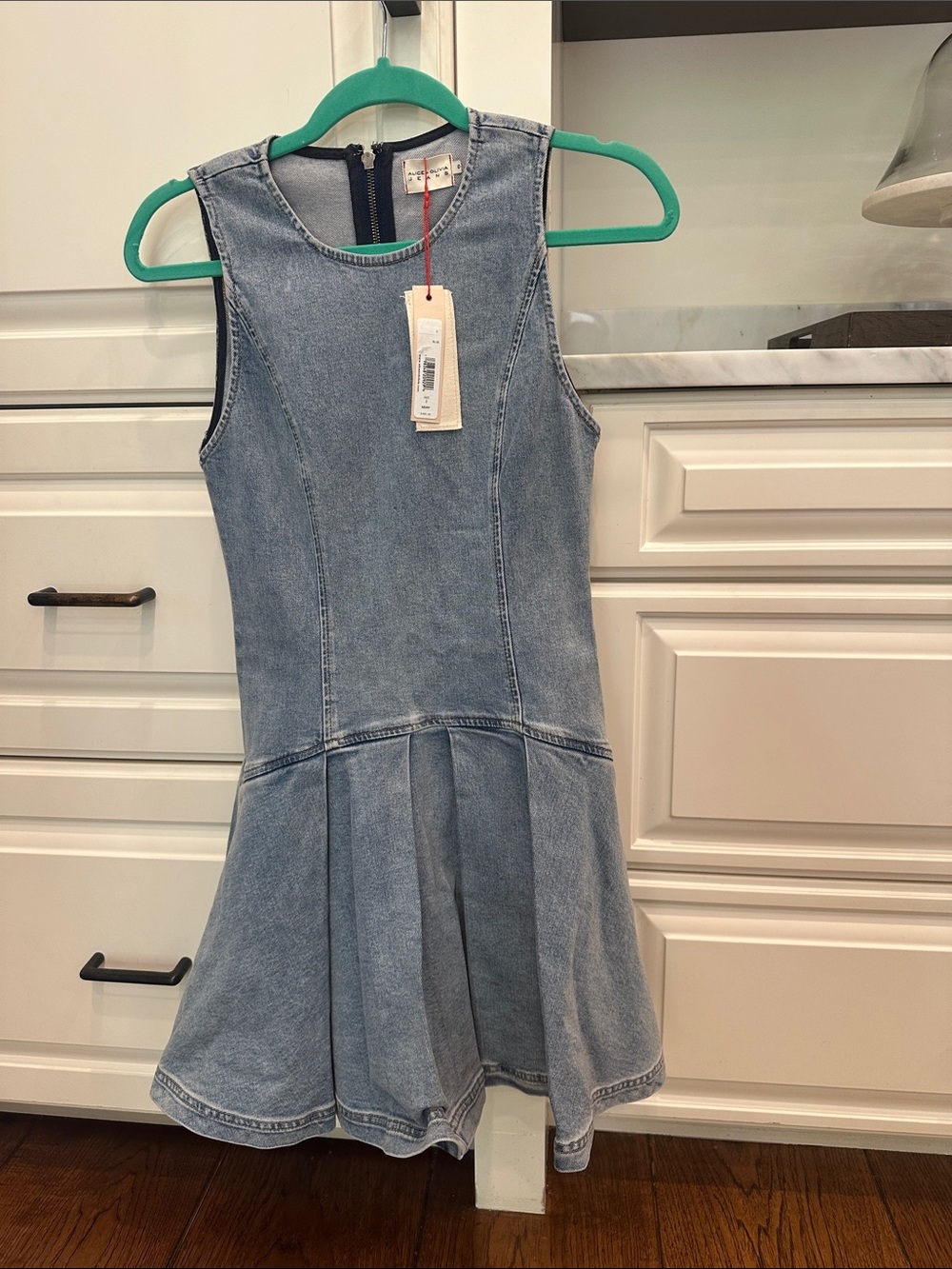 Alice + Olivia Light Blue Denim Pleated Sundress